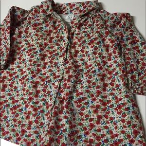 GAP red floral button down dress